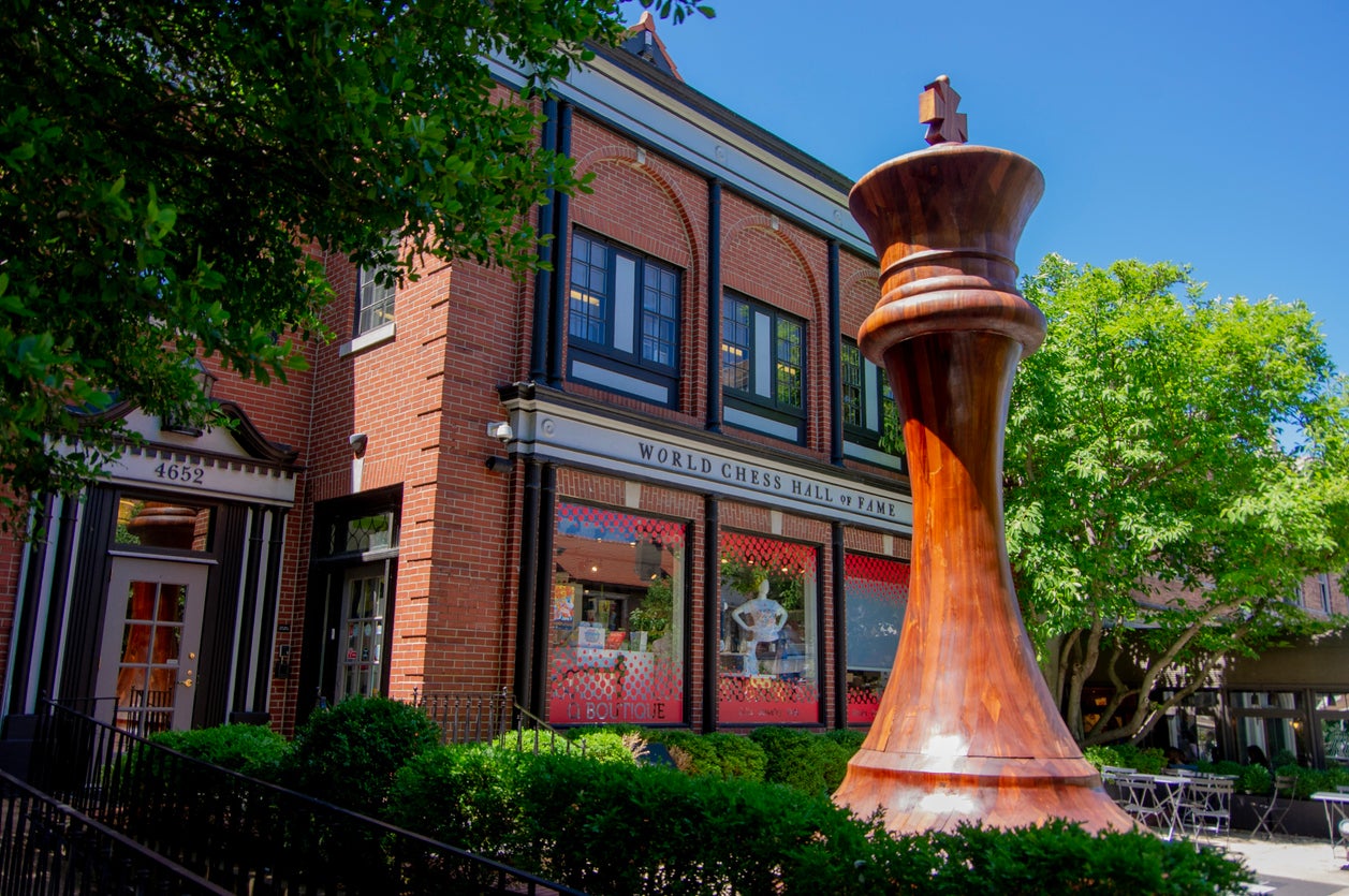 Entrance to world chess hall of fame on a sunny day.