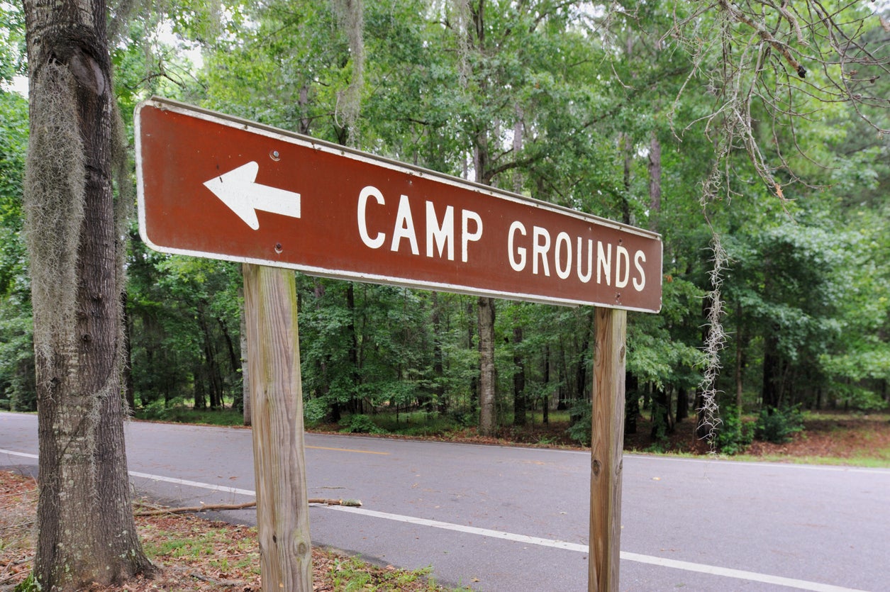 Campgrounds sign for camping