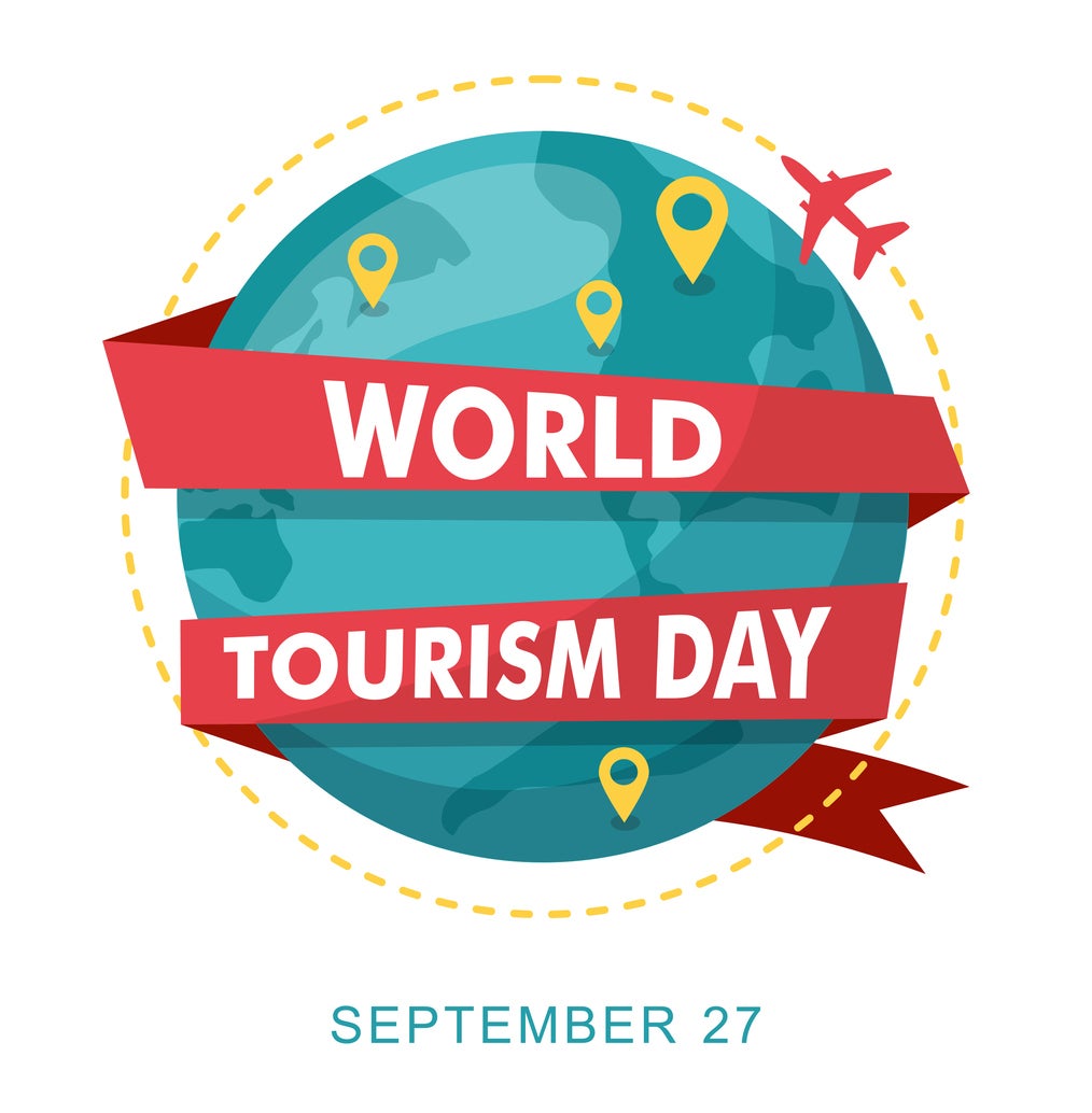 World Tourism Day. Planet earth with map.