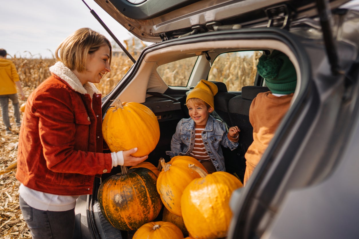 Going back home after our pumpkin patch adventure