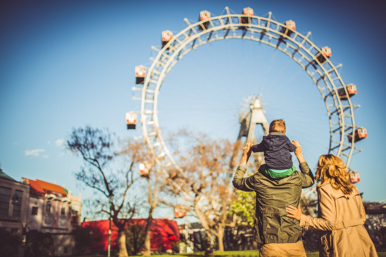 Family in the amusement park