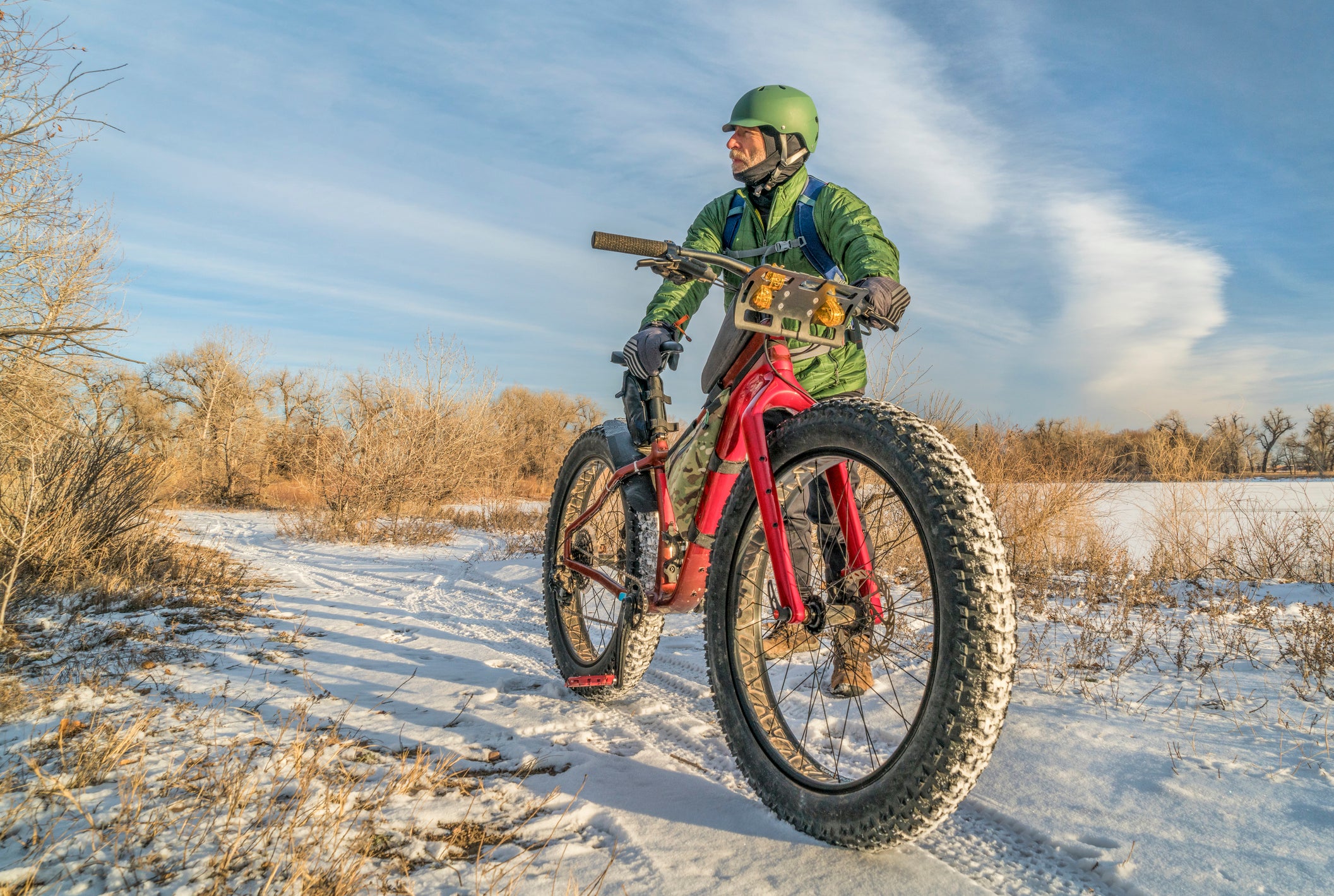 riding fat bike in winter