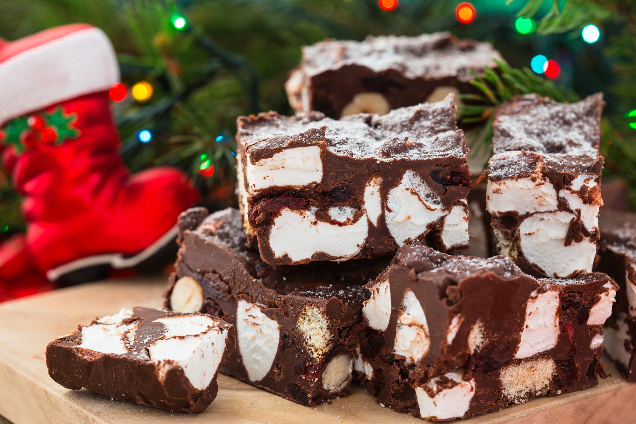 Rocky road crunch bars, christmas dessert