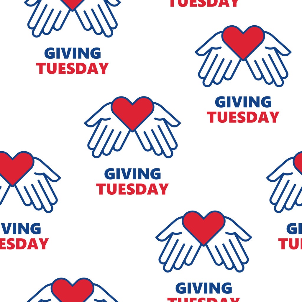 Giving Tuesday. Helping hand with heart shape