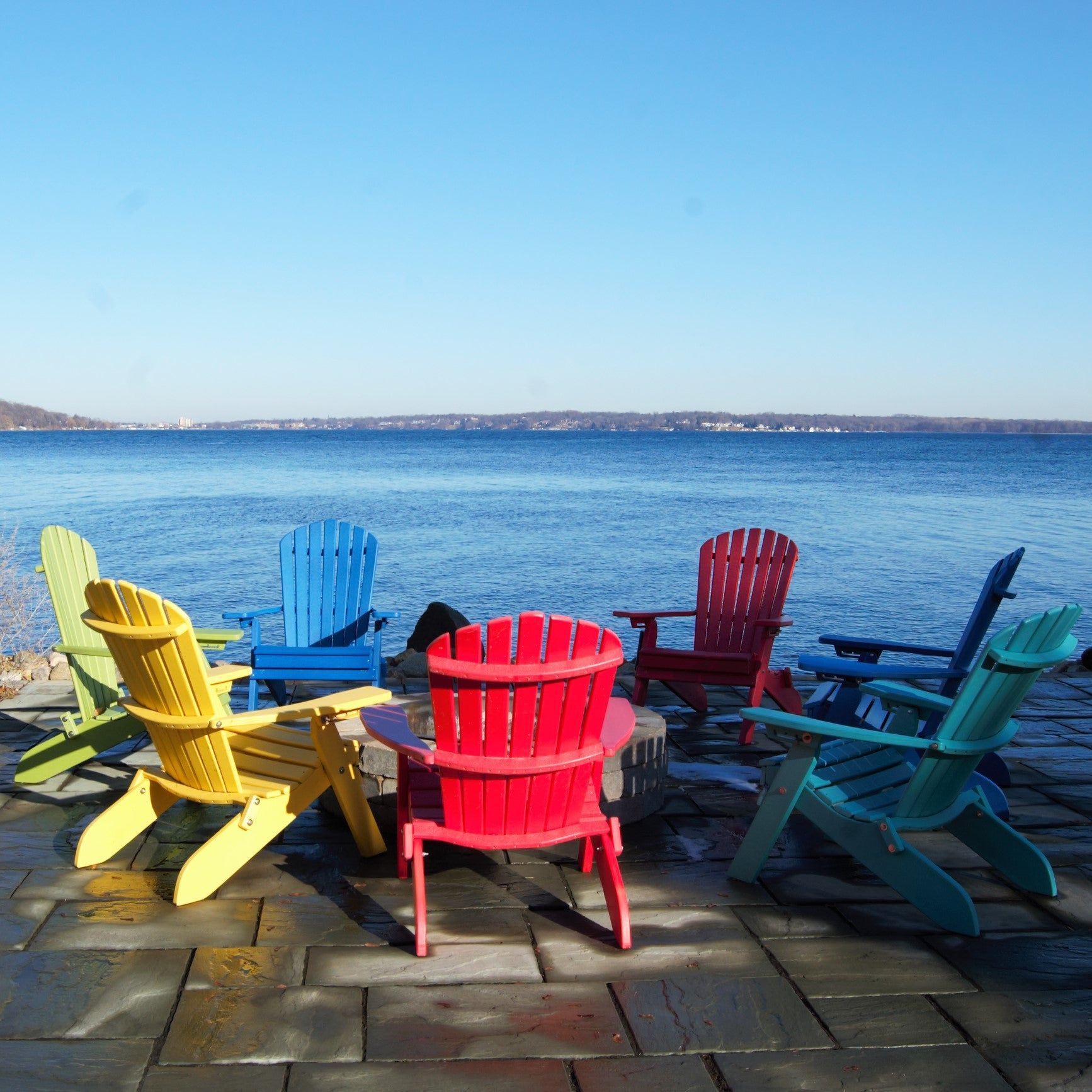 Colorful Chairs on a Winter Shore