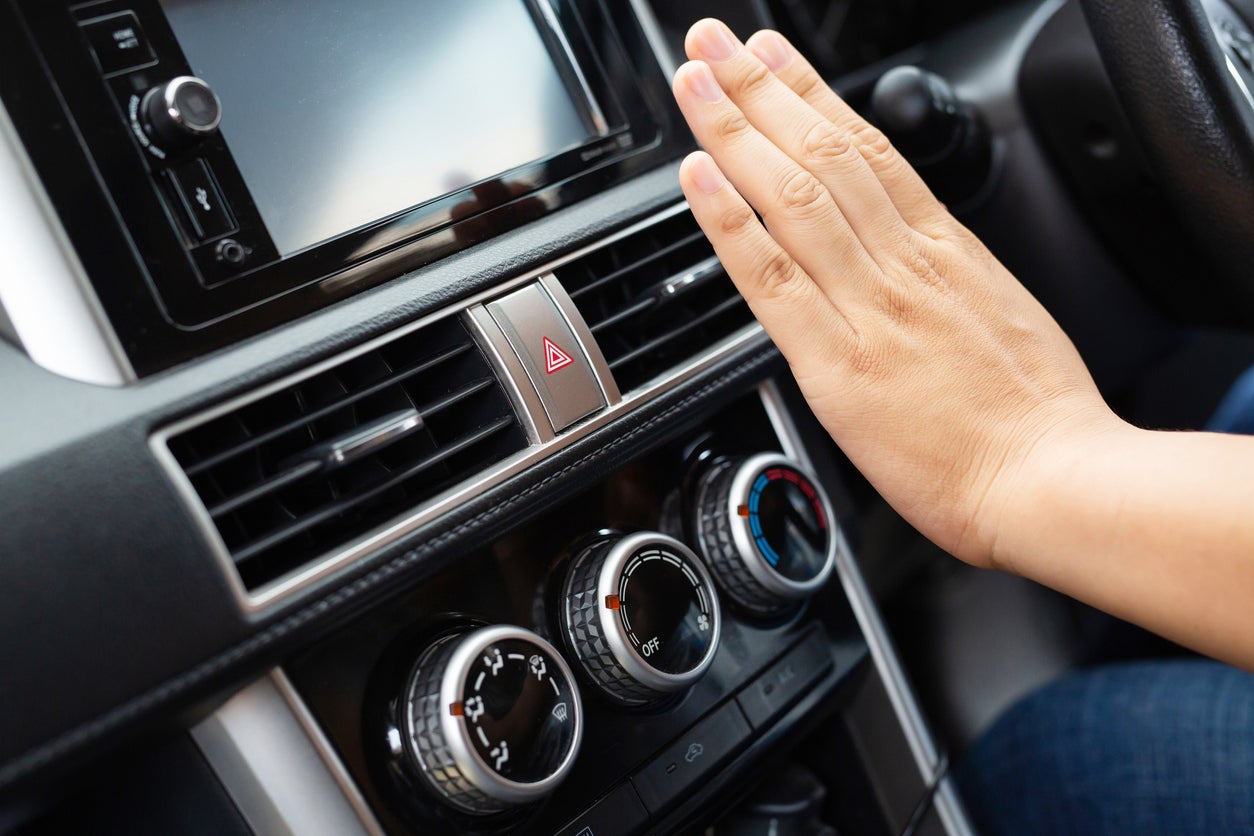 A woman caught the steering wheel of a car while driving to work.