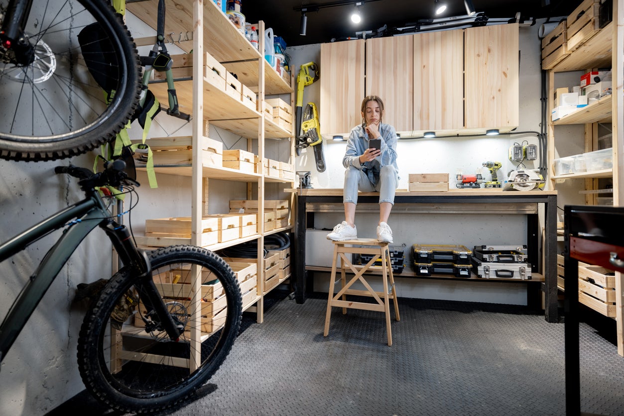 Home workshop with a handywoman