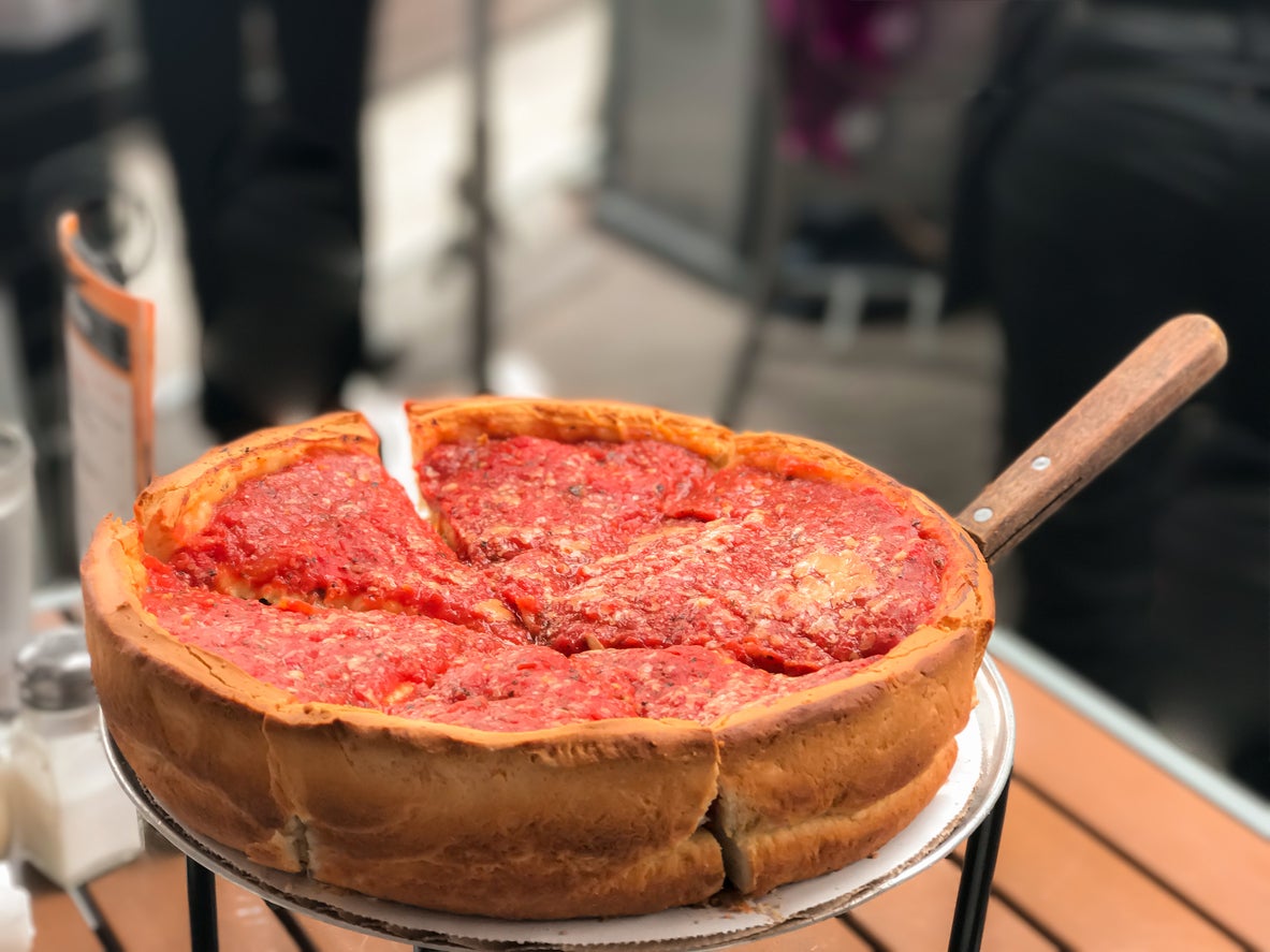 Chicago Pizza filled with cheese.