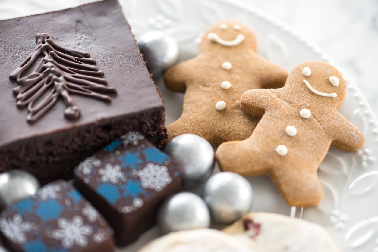 Canadian Christmas Dessert Plate of Homemade Cookies, Cake, Chocolate, Candies