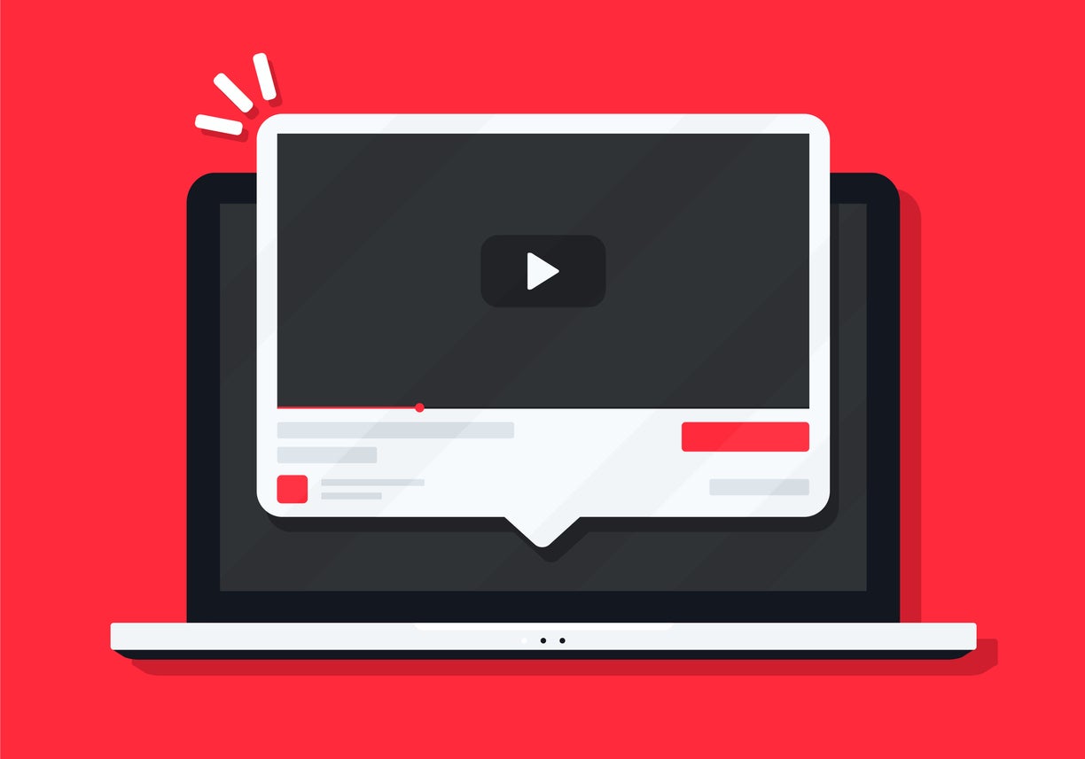 Video media player on laptop screen.
