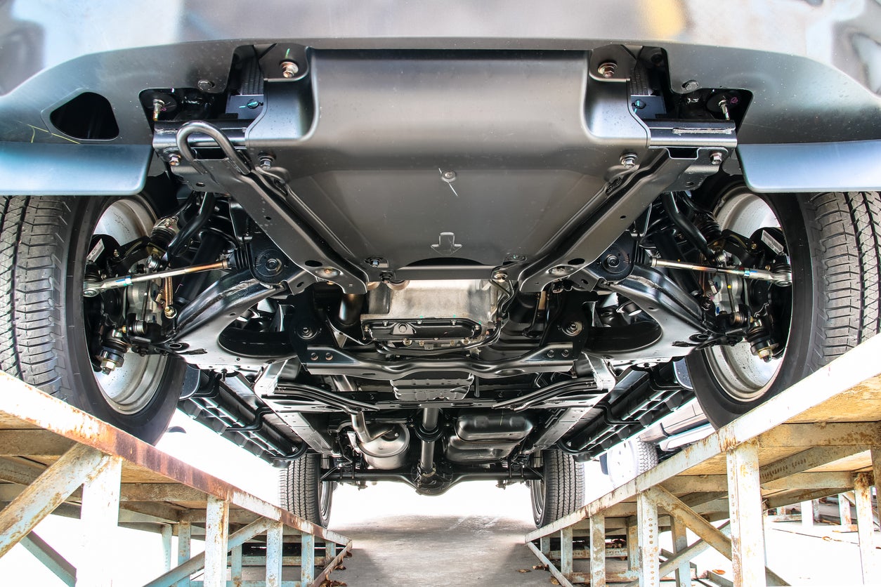 Pickup car chassis bottom view