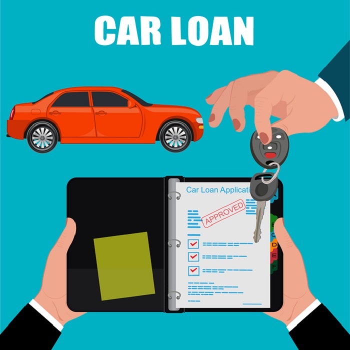 car loan contract, hand holding keys, vector illustration, flat style