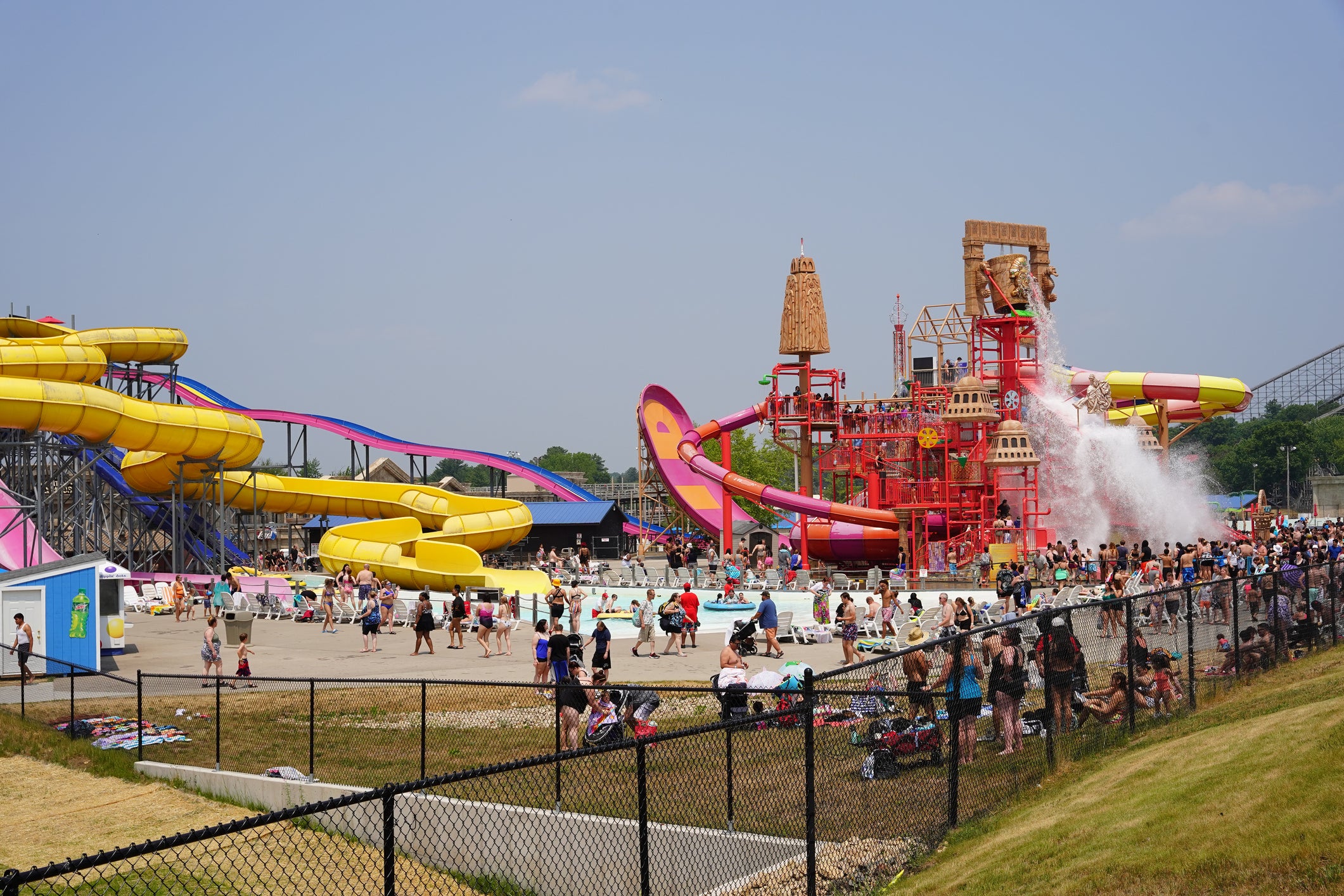 Family members enjoy summer fun at LOST CITY OF Atlantis water rides at Mt. Olympus Water and Theme Park.