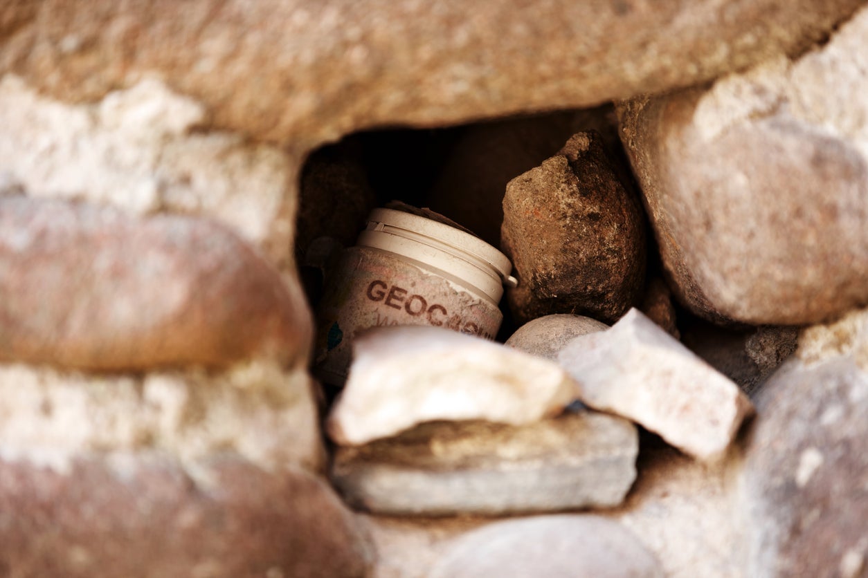 Geocaching location hidden in wall