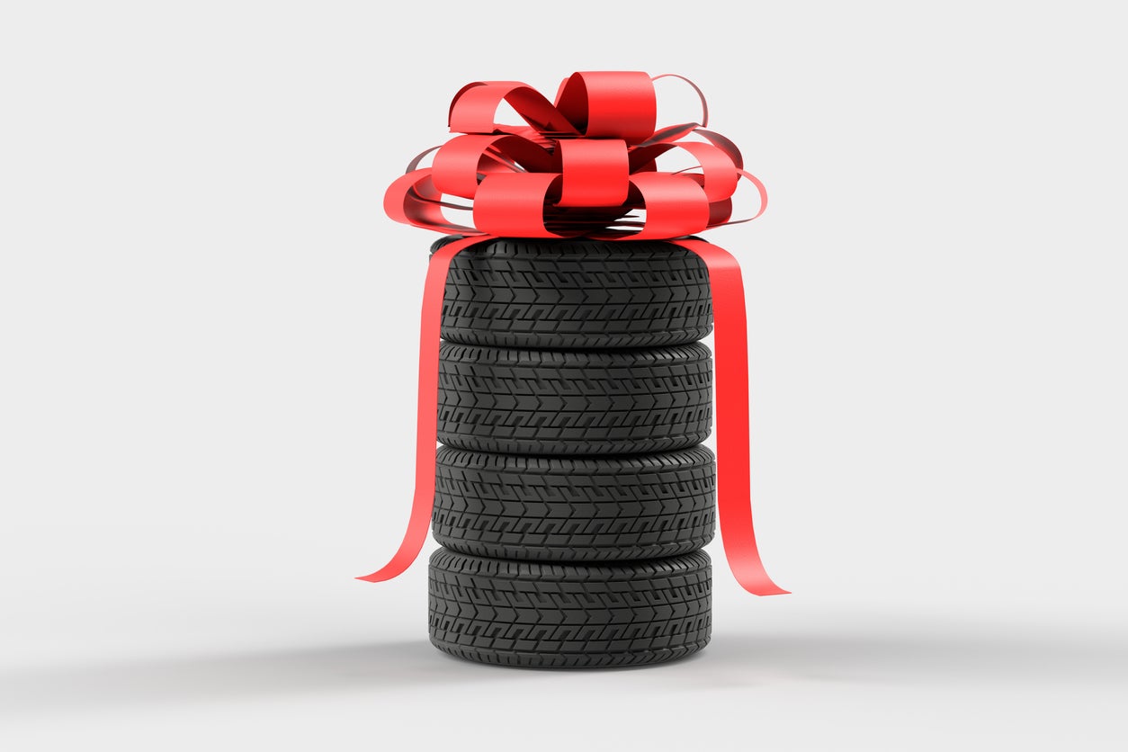 Four tires stacked on top of each other