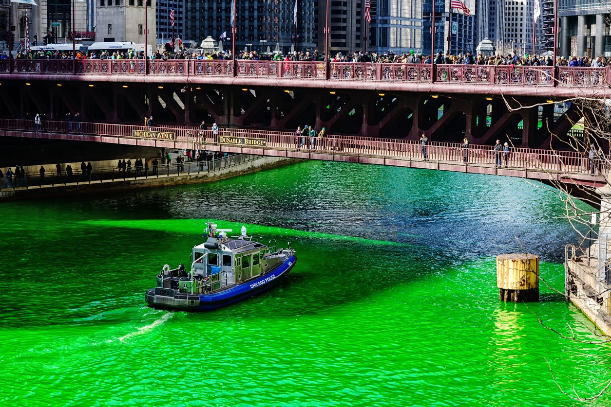 Michigan Avenue Bridge, Saint Patrcks Day, Chicago