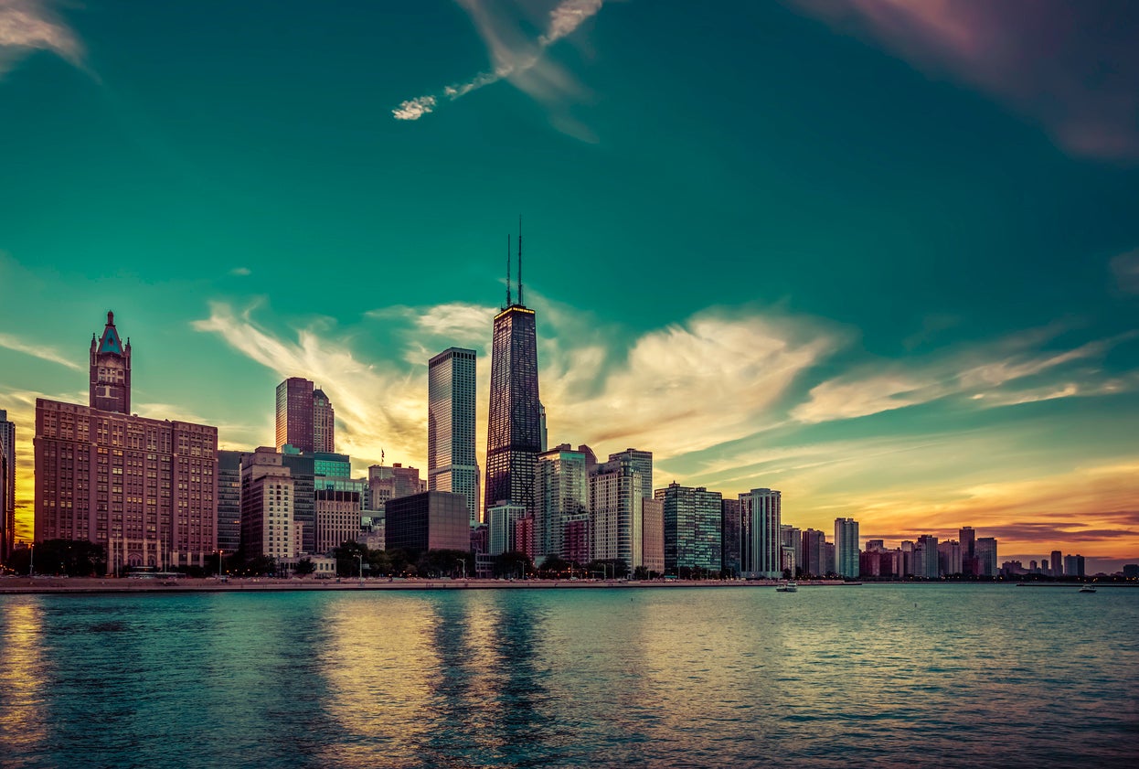 Chicago Downtown skyline by dusk