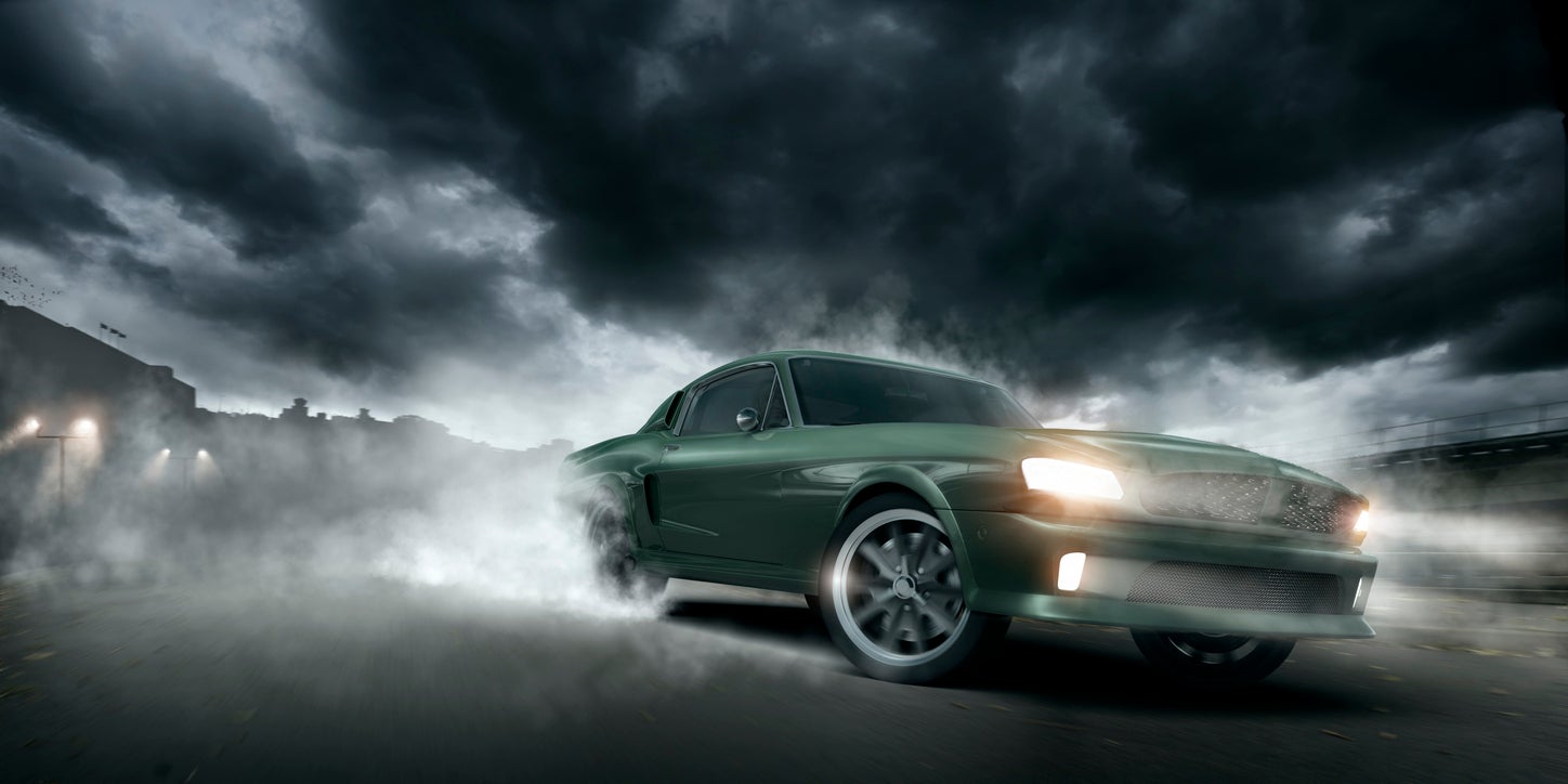 Green Muscle Car Burnout