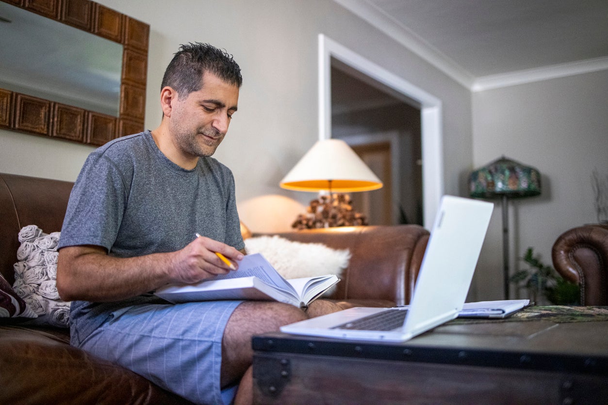 Man Studying for College