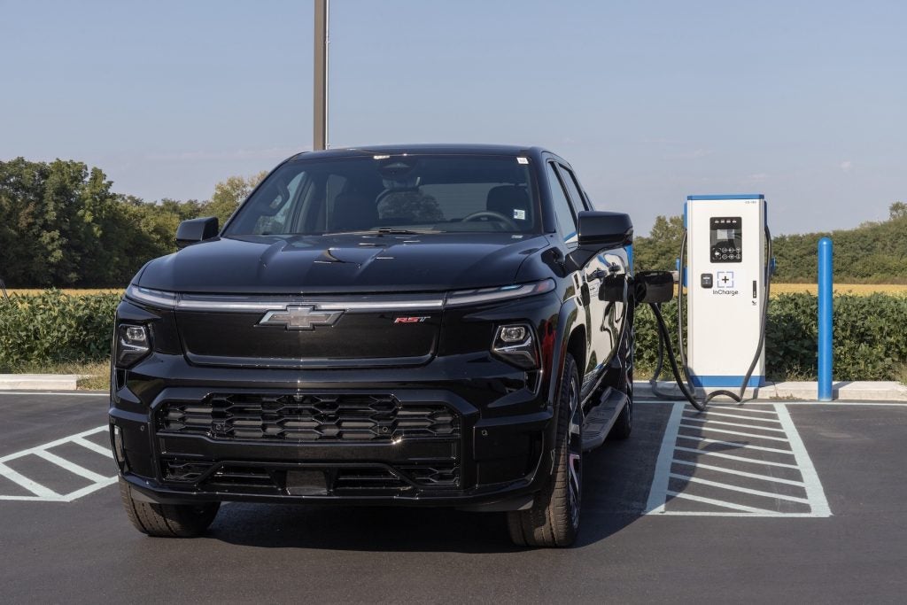 West Harrison - September 5, 2024: Chevrolet Silverado EV RST Electric Pickup display. Chevy offers the Silverado EV RST with up to 440 mile range. MY:2024