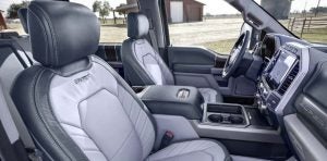 The interior of a 2022 Ford F-250.