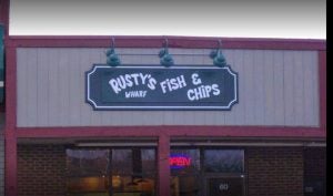A photo of the front of Rusty's Wharf in Ohio.