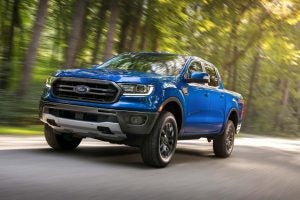 A blue 2022 Ford Ranger.