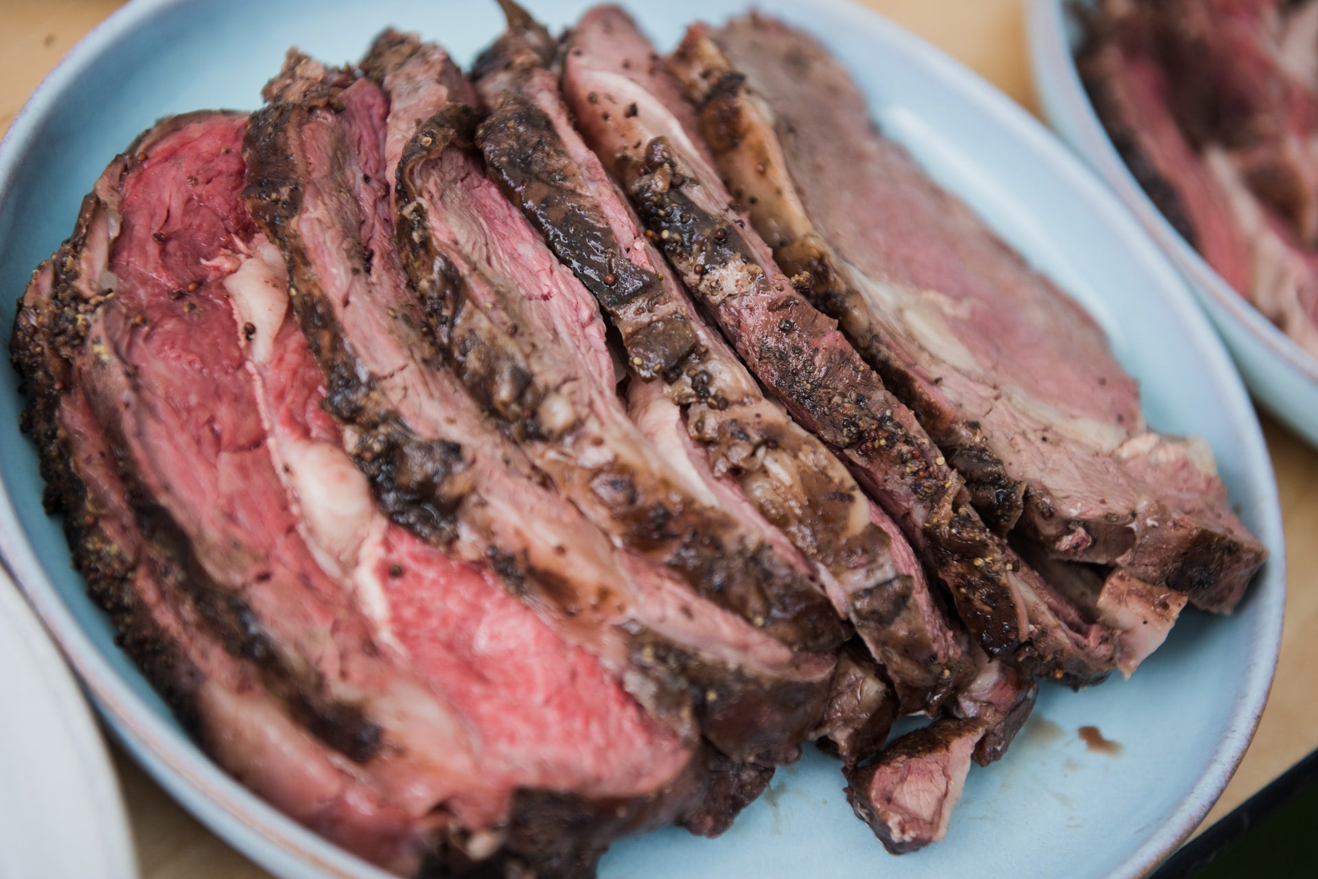 Slices of steak on a plate