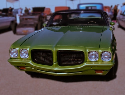 Older Green Car in a Car Show