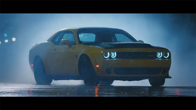The Dodge Challenger SRT Demon in yellow.