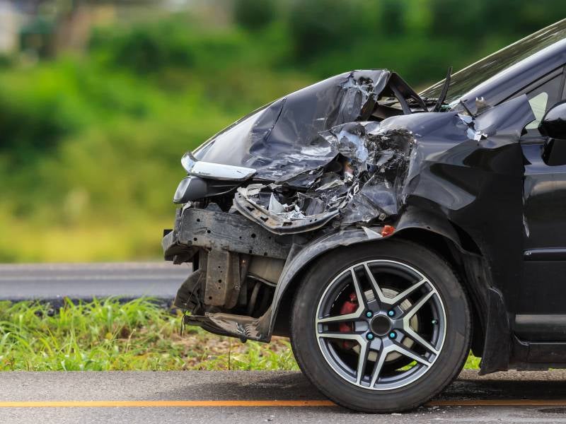 front of vehicle damaged from deer encounter