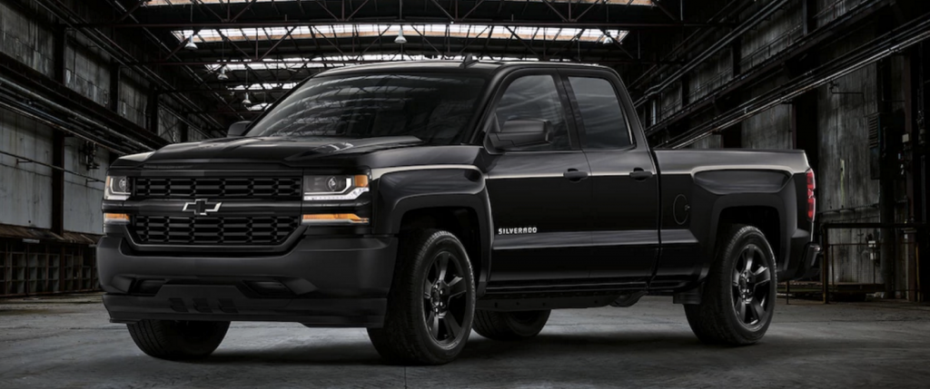 A black Chevy Silverado 1500 Blackout