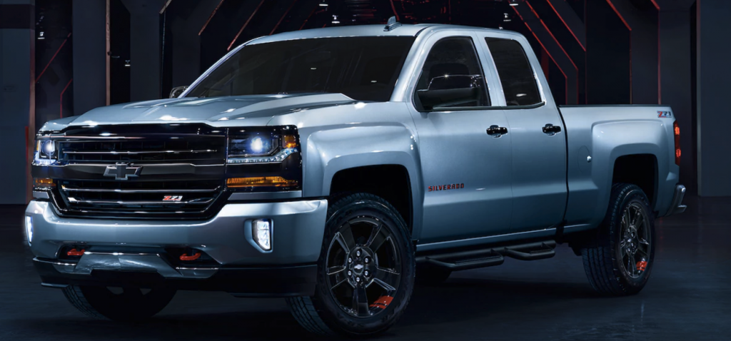 A silver Chevy Silverado Redline