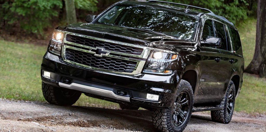 2017 Chevy Tahoe on a path
