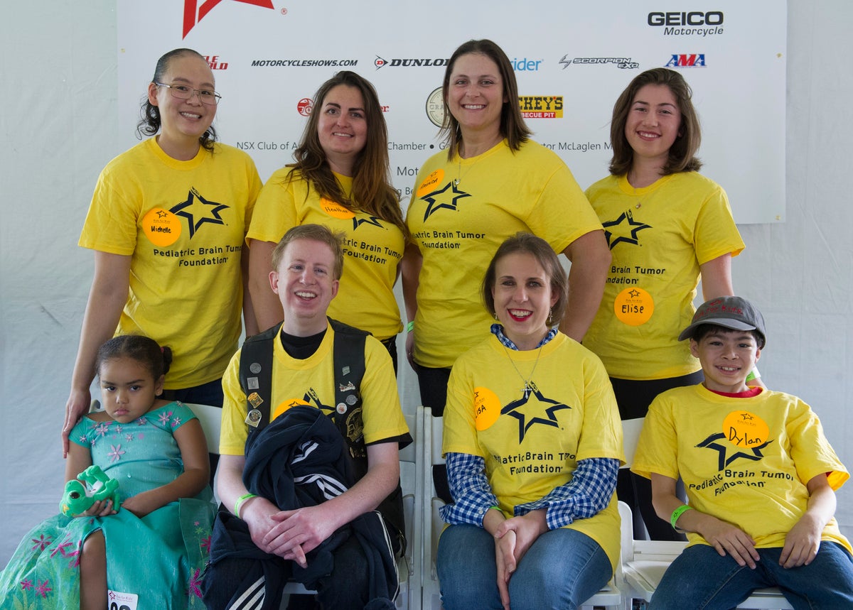 Brain tumor survivors played a key role in the LA's Ride for Kids event. Clockwise from top left are: Michelle, Heather, Amanda, Elise, Dylan, Lisa, Peter, and Inayah.