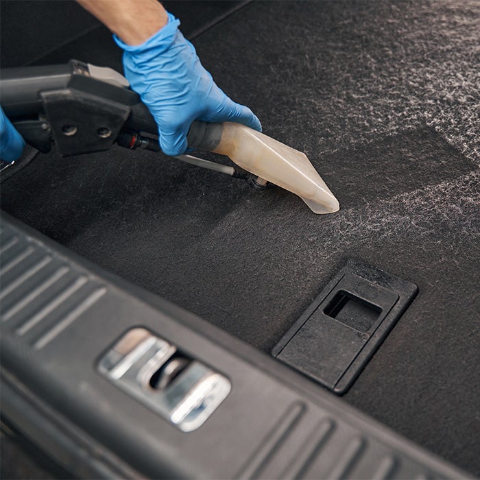 Tips for spring cleaning your car at Bennett Toyota of Allentown | Using Carpet Cleaner on Interior of Vehicle
