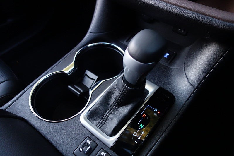 A manual transmission stick on a Toyota