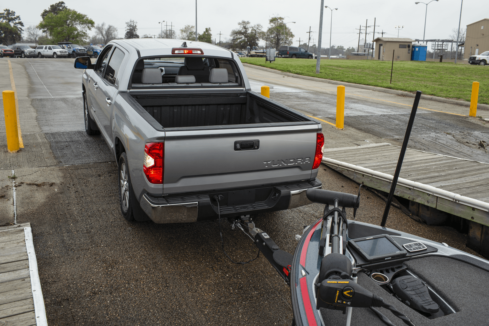 2021 Toyota Tundra Towing Boat Silver Dock