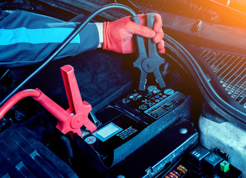 Step by step car battery jumpstart process